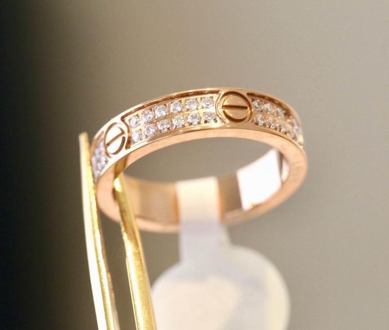 Screw-Motif Band Ring, Stone-Set, Rose Gold Tone