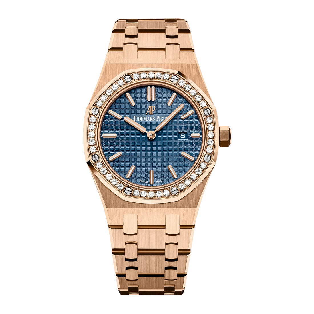 Octagonal Bezel Watch, Rose Gold Tone, Stone-Set, 33 mm
