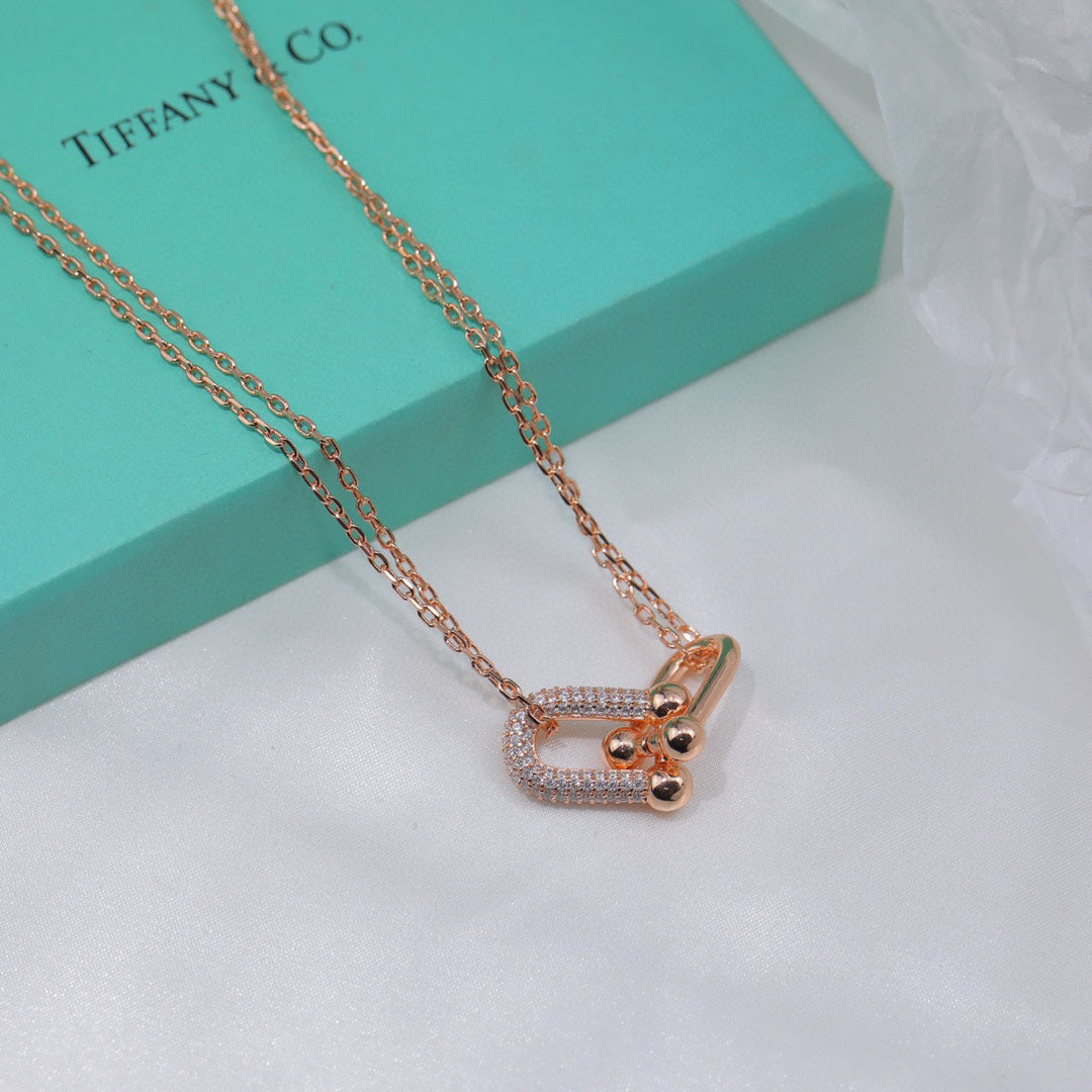 Link Pendant Necklace, Rose Gold Tone