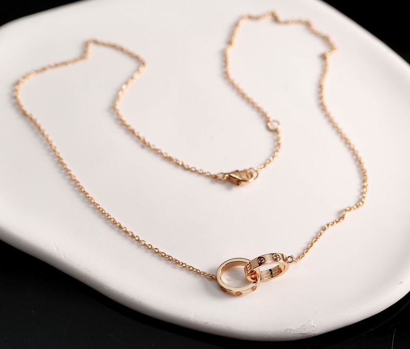 Screw-Motif Pendant Necklace, Rose Gold Tone