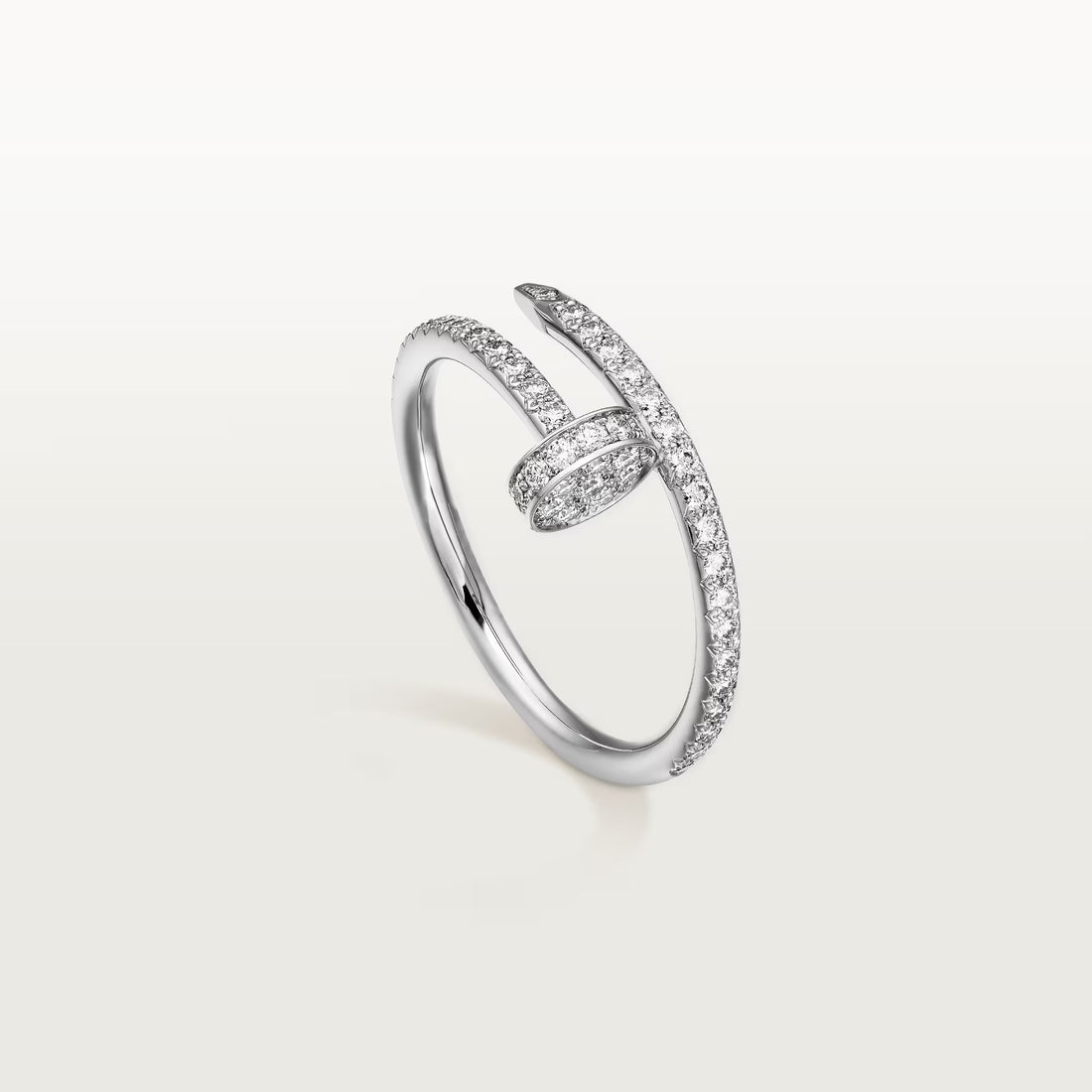 Wrapped Nail Ring, Stone-Set, White Gold Tone