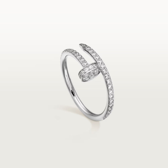 Wrapped Nail Ring, Stone-Set, White Gold Tone