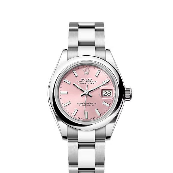 Classic Date Watch, White Gold Tone, Steel, White, 28 mm