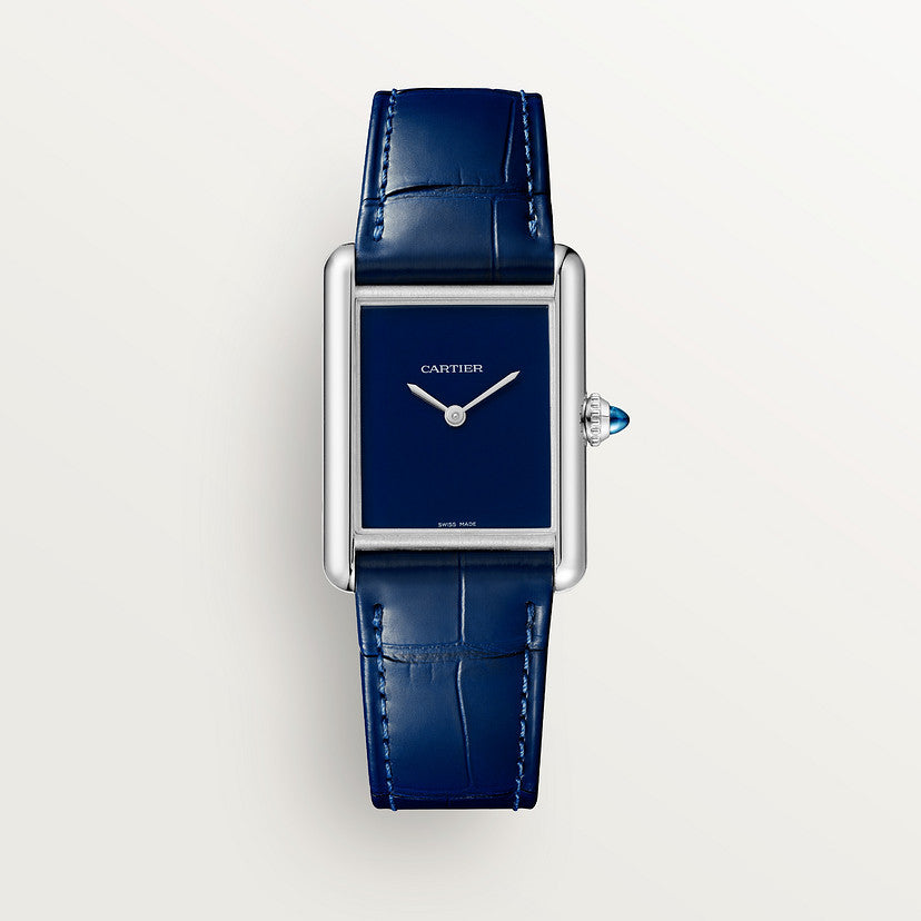 Rectangular Case Watch, White Gold Tone, White, Large Model