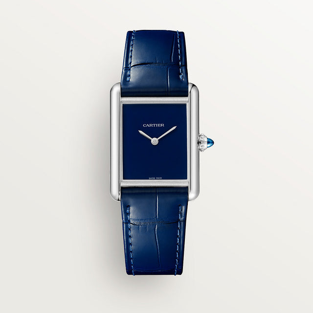Rectangular Case Watch, White Gold Tone, White, Large Model