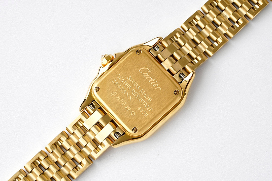 Square Link-Bracelet Watch, Yellow Gold Tone, Stone-Set, Small Model