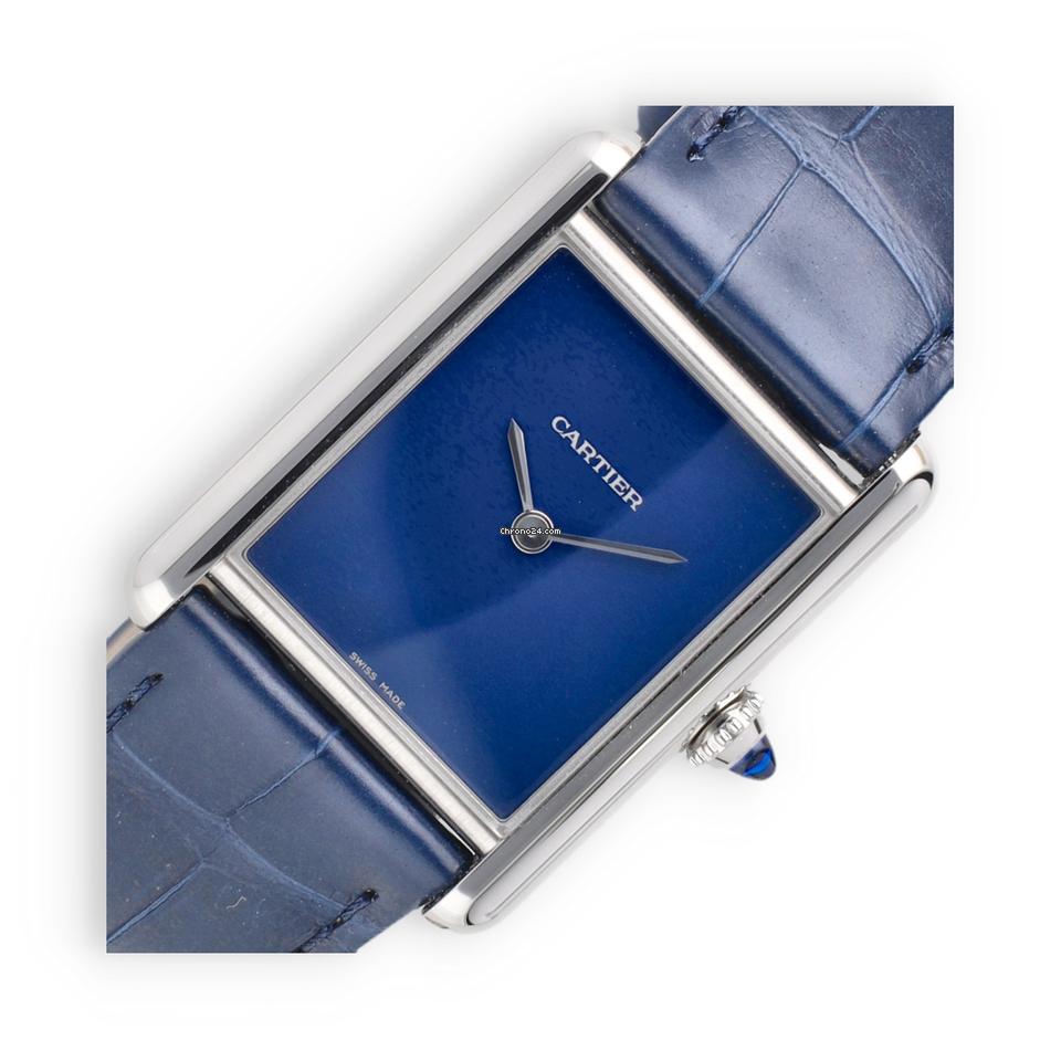 Rectangular Case Watch, White Gold Tone, White, Large Model