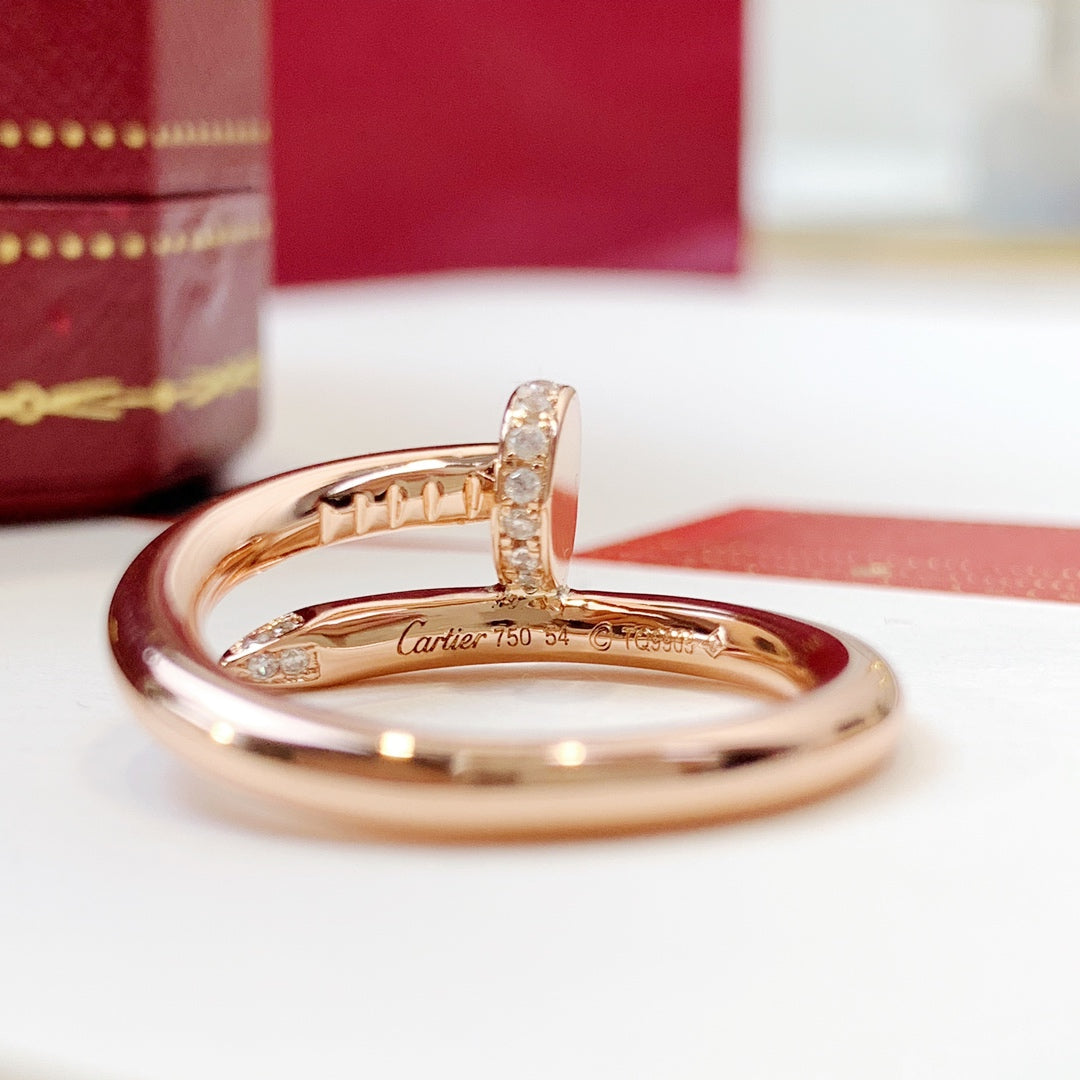 Wrapped Nail Ring, Stone-Set, Rose Gold Tone