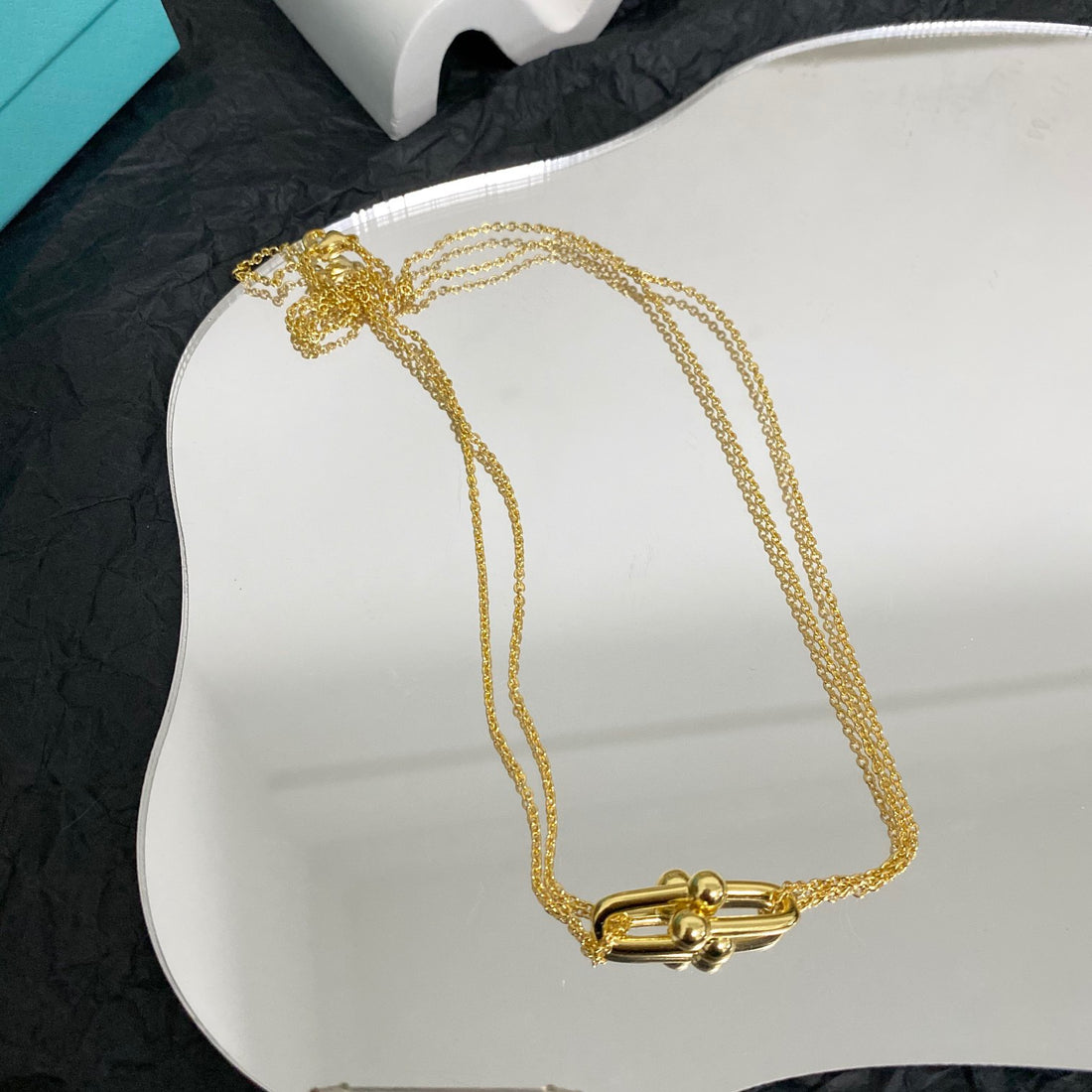 Link Pendant Necklace, Yellow Gold Tone