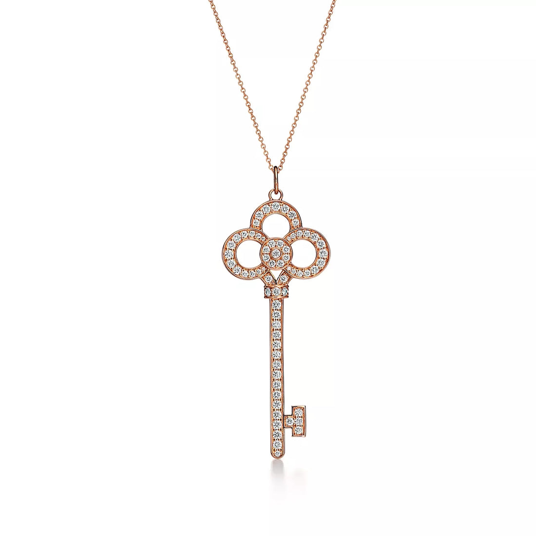 Key Pendant Necklace, Rose Gold Tone