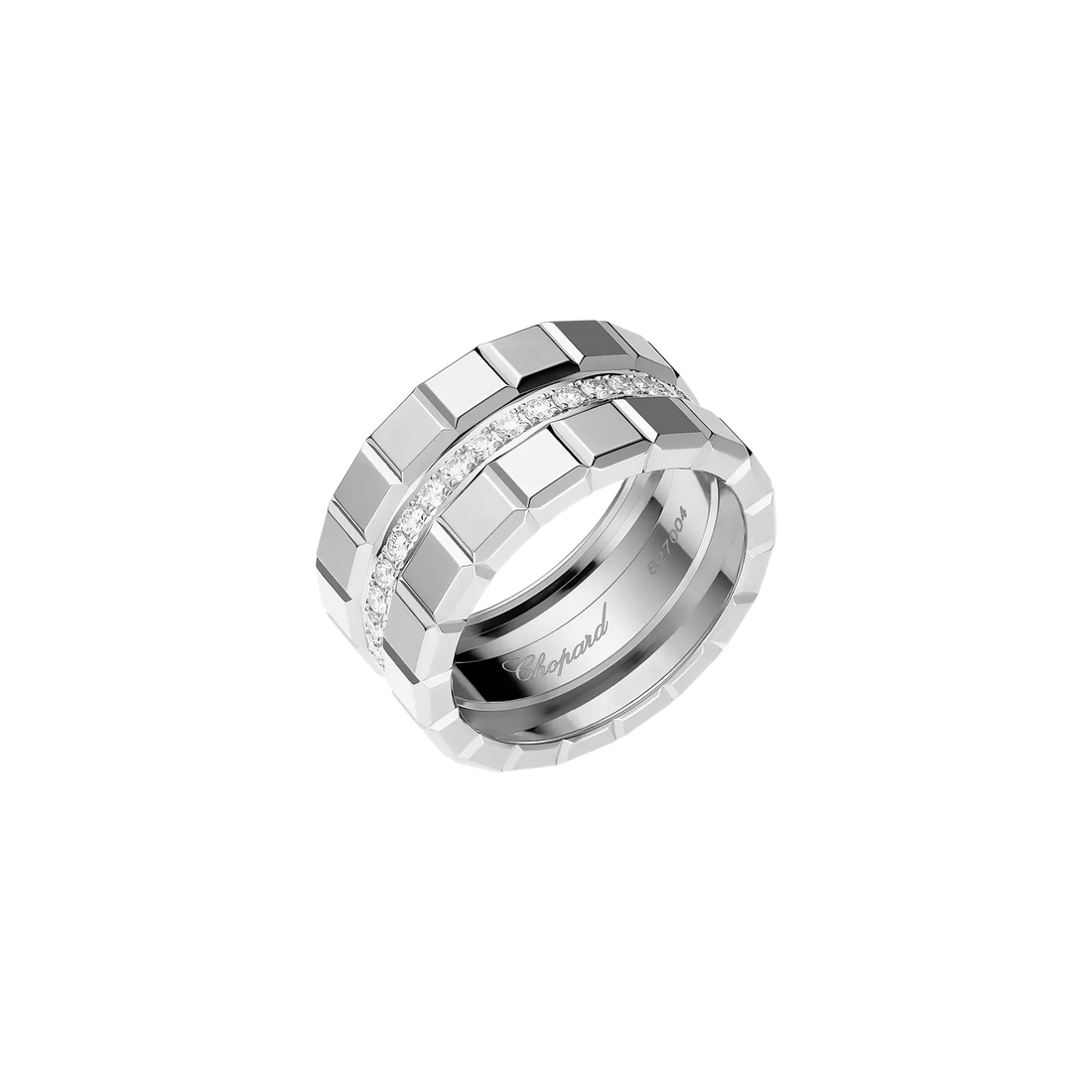 Cube-Link Ring, White Gold Tone, Stone-Set, White