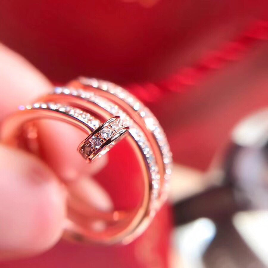Wrapped Nail Ring, Stone-Set, Rose Gold Tone