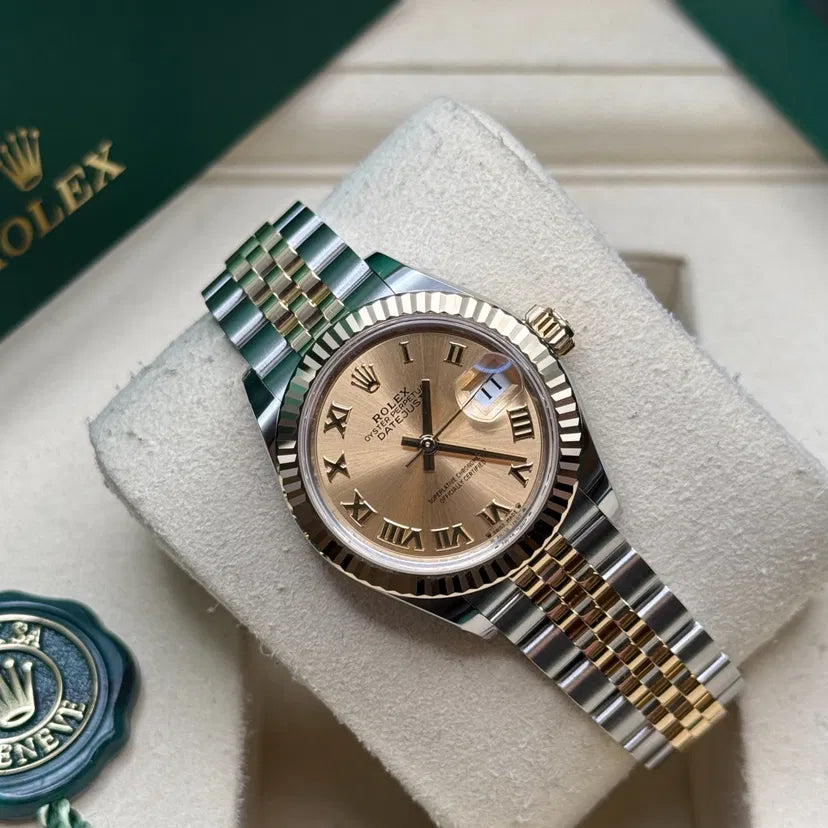 Classic Date Watch, Yellow Gold Tone, Steel, 28 mm