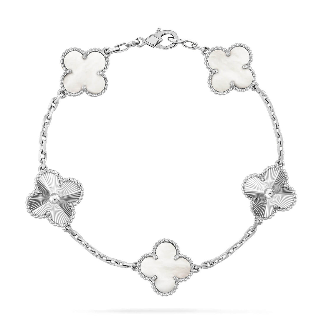 Quatrefoil 5 Motifs Bracelet, White Mother of Pearl