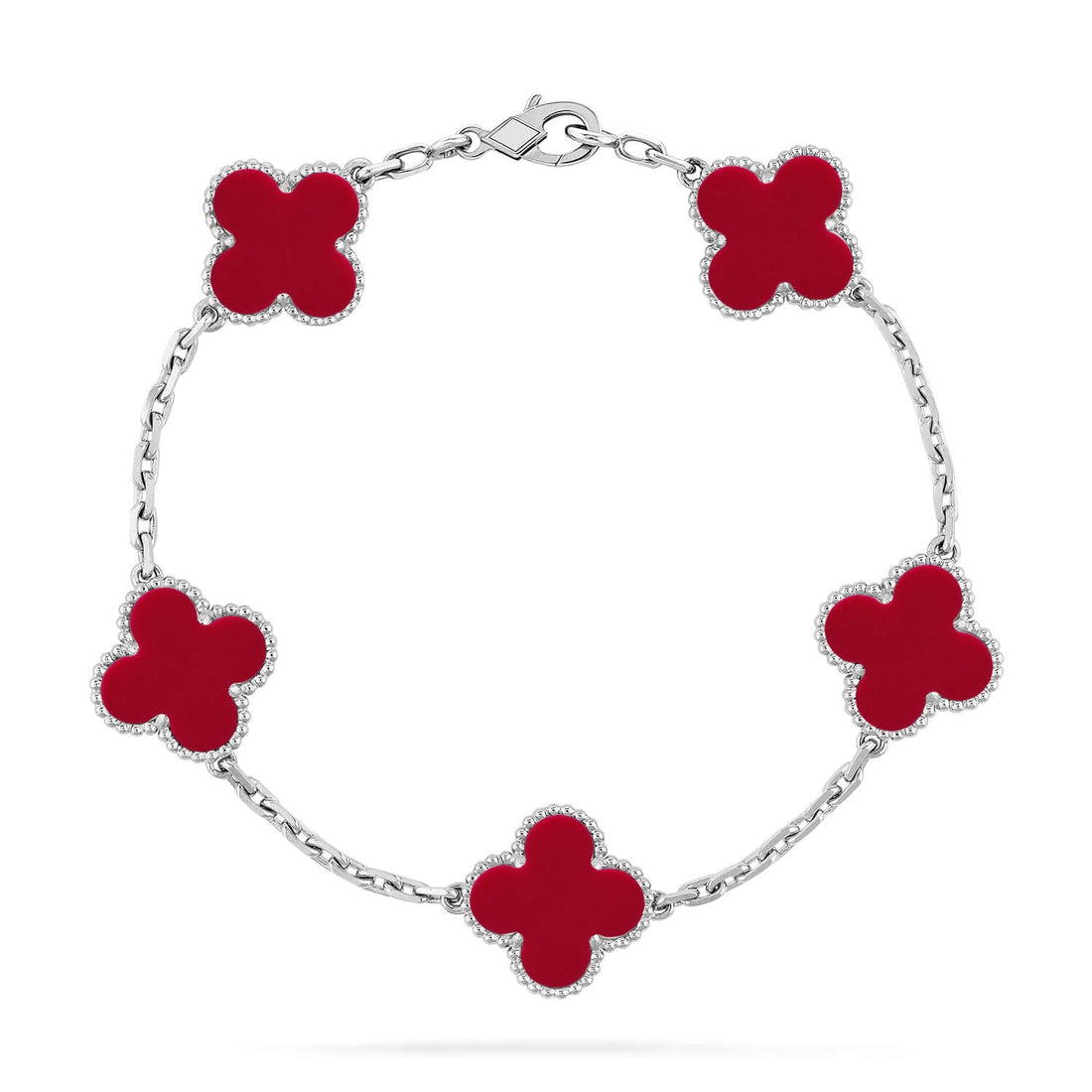 Quatrefoil 5 Motifs Bracelet, Red Carnelian