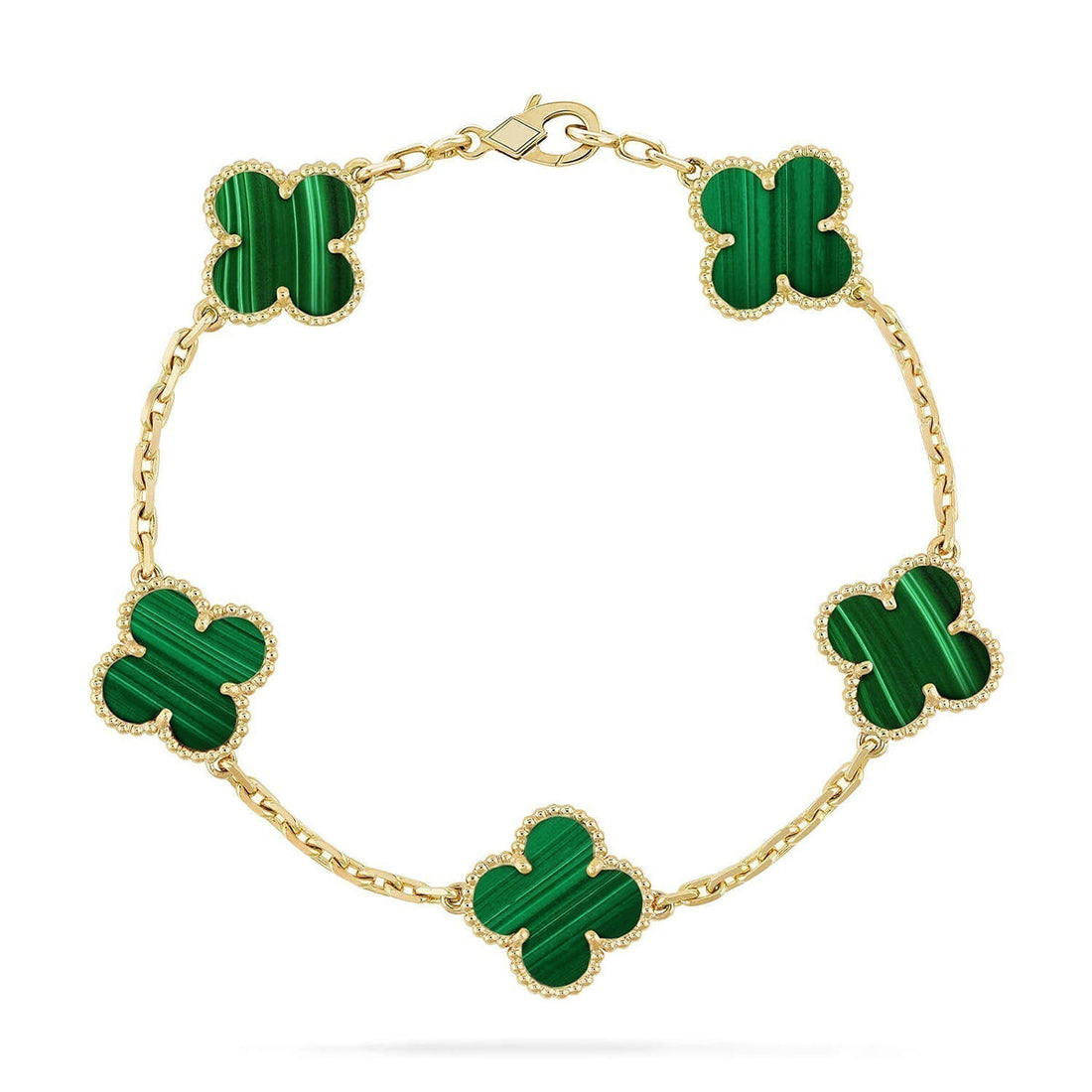 Quatrefoil 5 Motifs Bracelet, Malachite