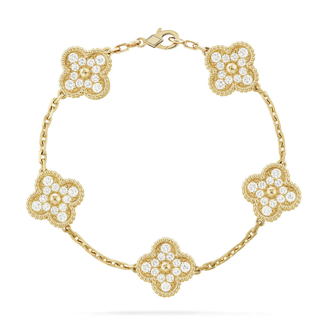 Quatrefoil 5 Motifs Bracelet, Pavé
