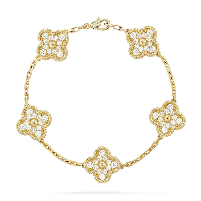 Quatrefoil 5 Motifs Bracelet, Pavé