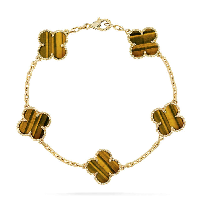 Quatrefoil 5 Motifs Bracelet, Tiger Eye