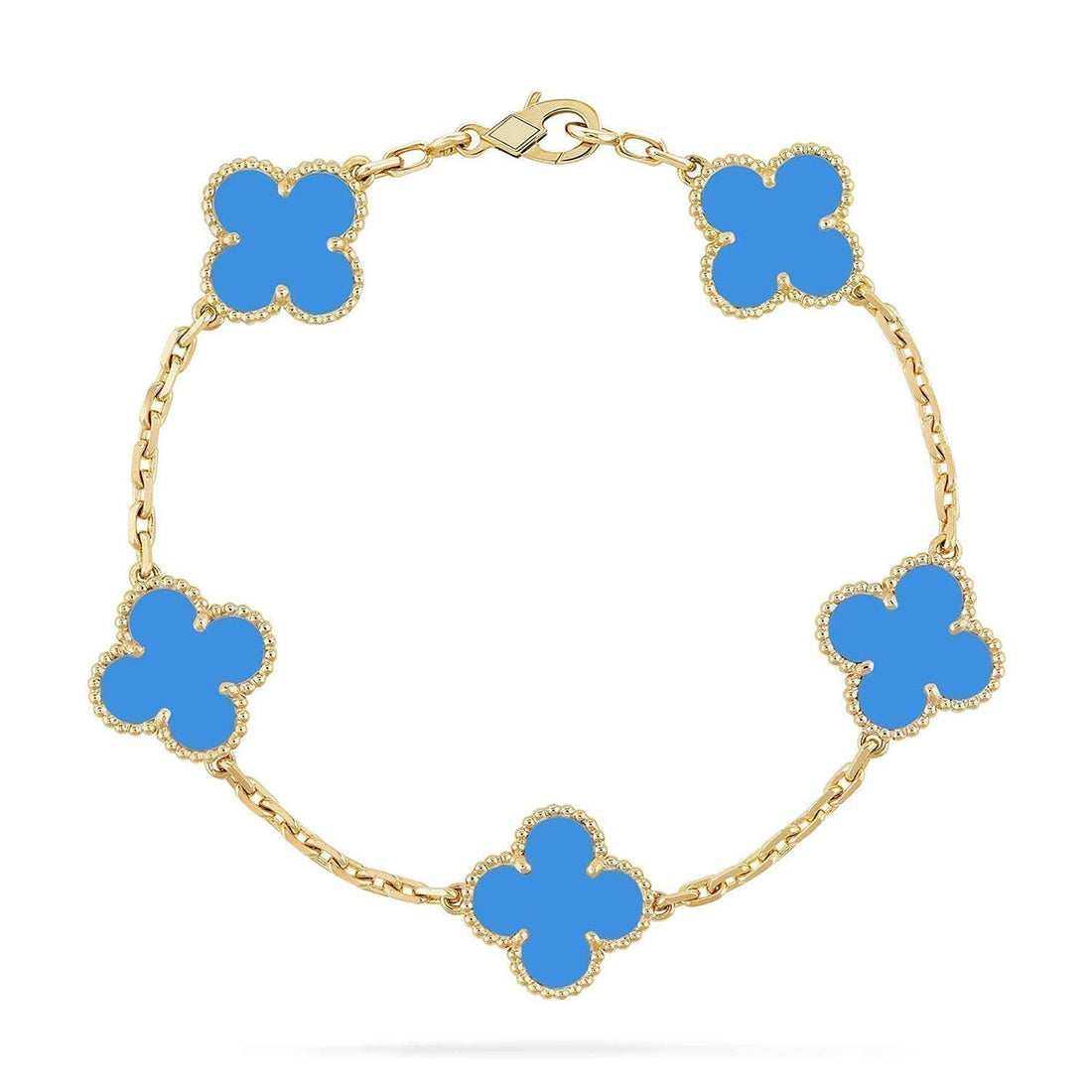 Quatrefoil 5 Motifs Bracelet, Blue Agate