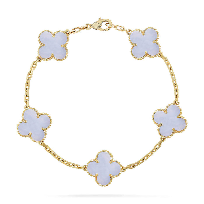 Quatrefoil 5 Motifs Bracelet, Purple Chalcedony