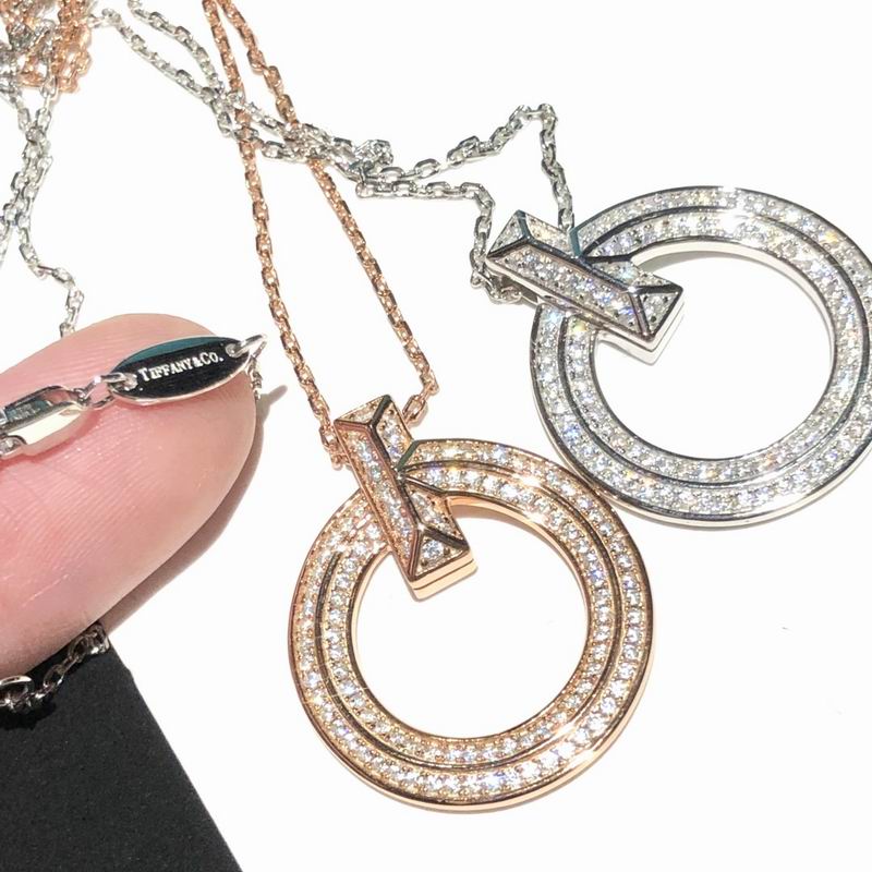 Circle Pendant Necklace, White Gold Tone