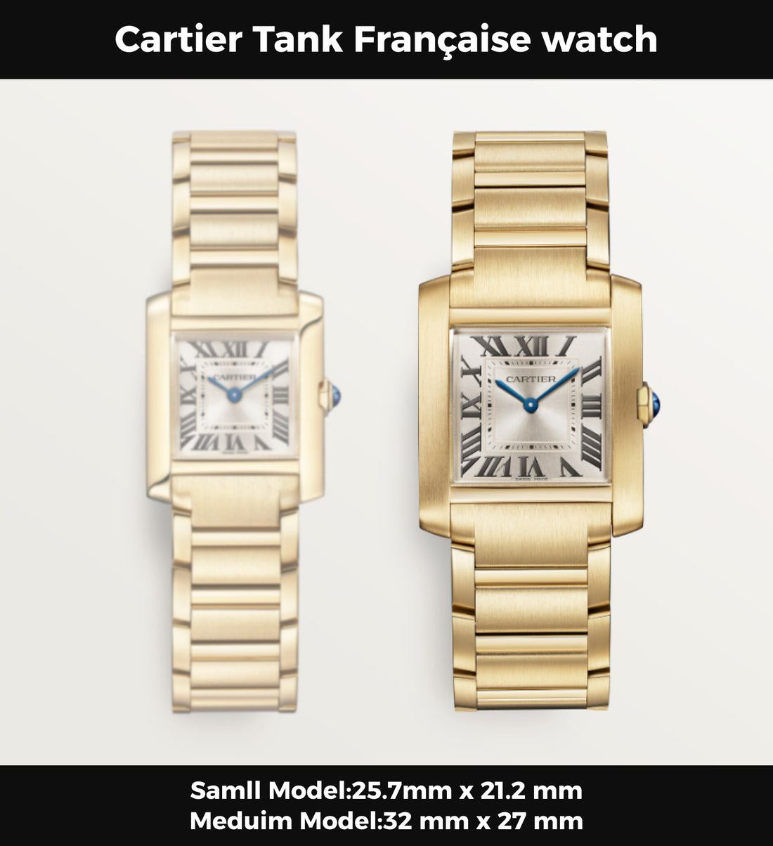 Rectangular Case Watch, Yellow Gold Tone, Medium Model