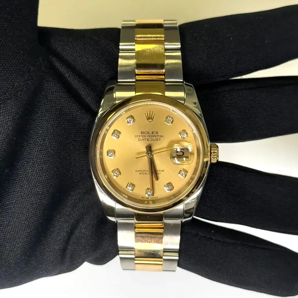 Classic Date Watch, Yellow Gold Tone, Steel, 36 mm