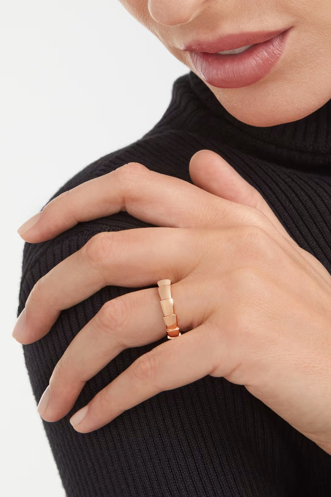 Snake-Scale Ring, Rose Gold Tone