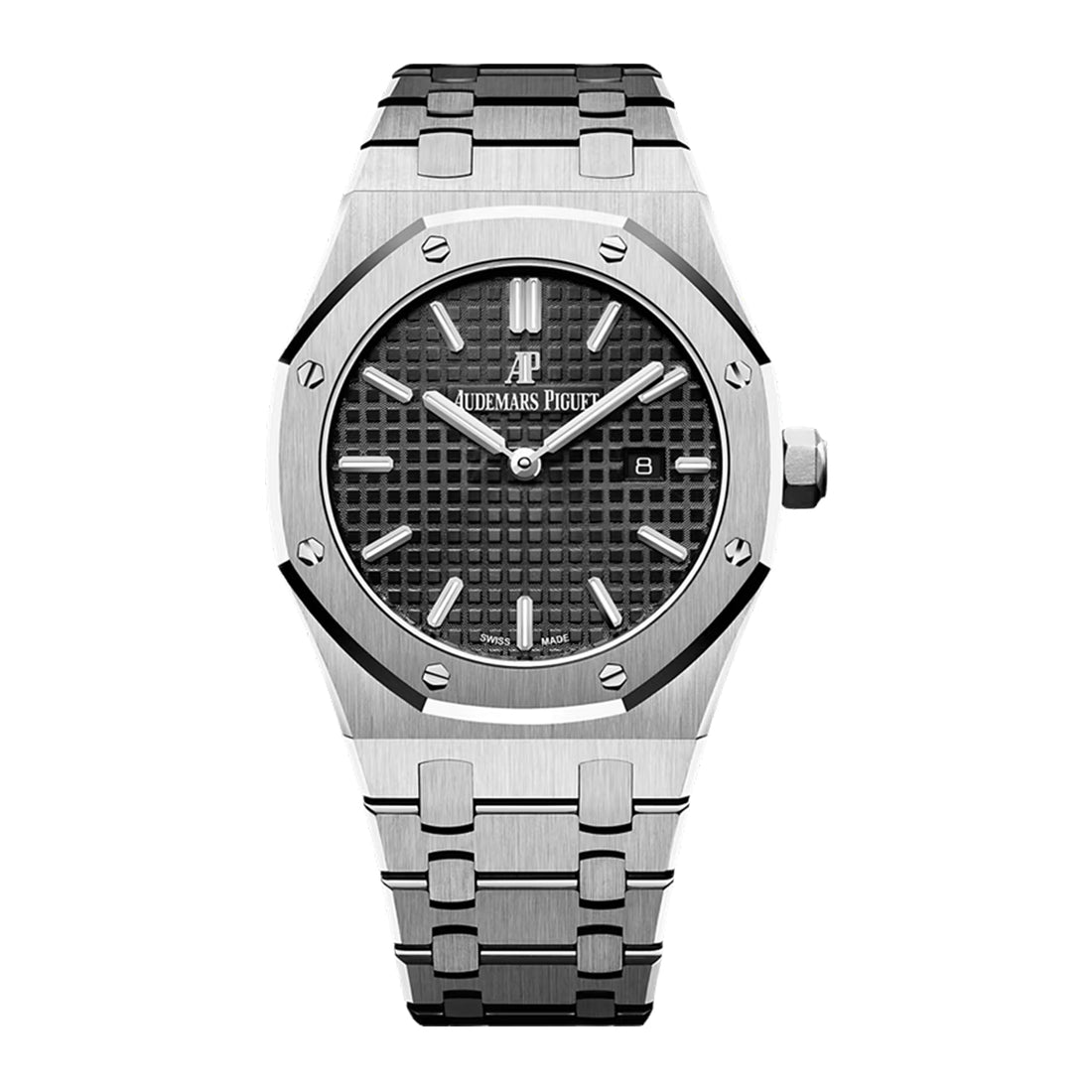 Octagonal Bezel Watch, White Gold Tone, White, 33 mm