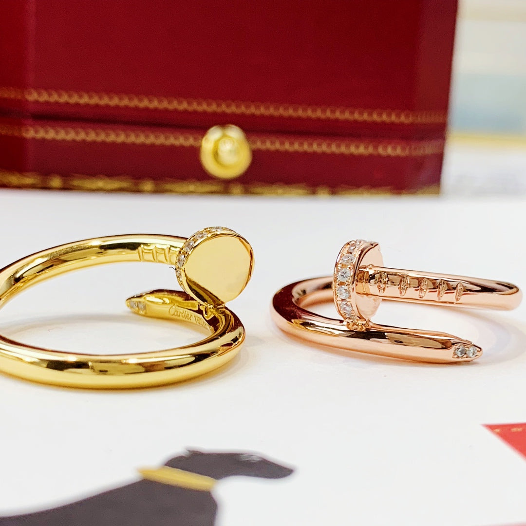 Wrapped Nail Ring, Stone-Set, Yellow Gold Tone