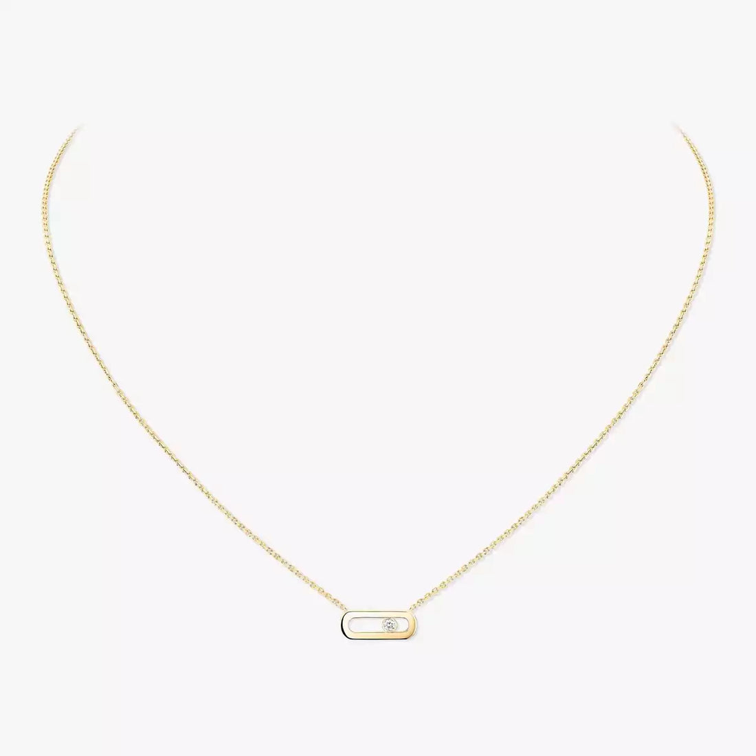 Sliding Stone Necklace, Yellow Gold Tone, Stone-Set