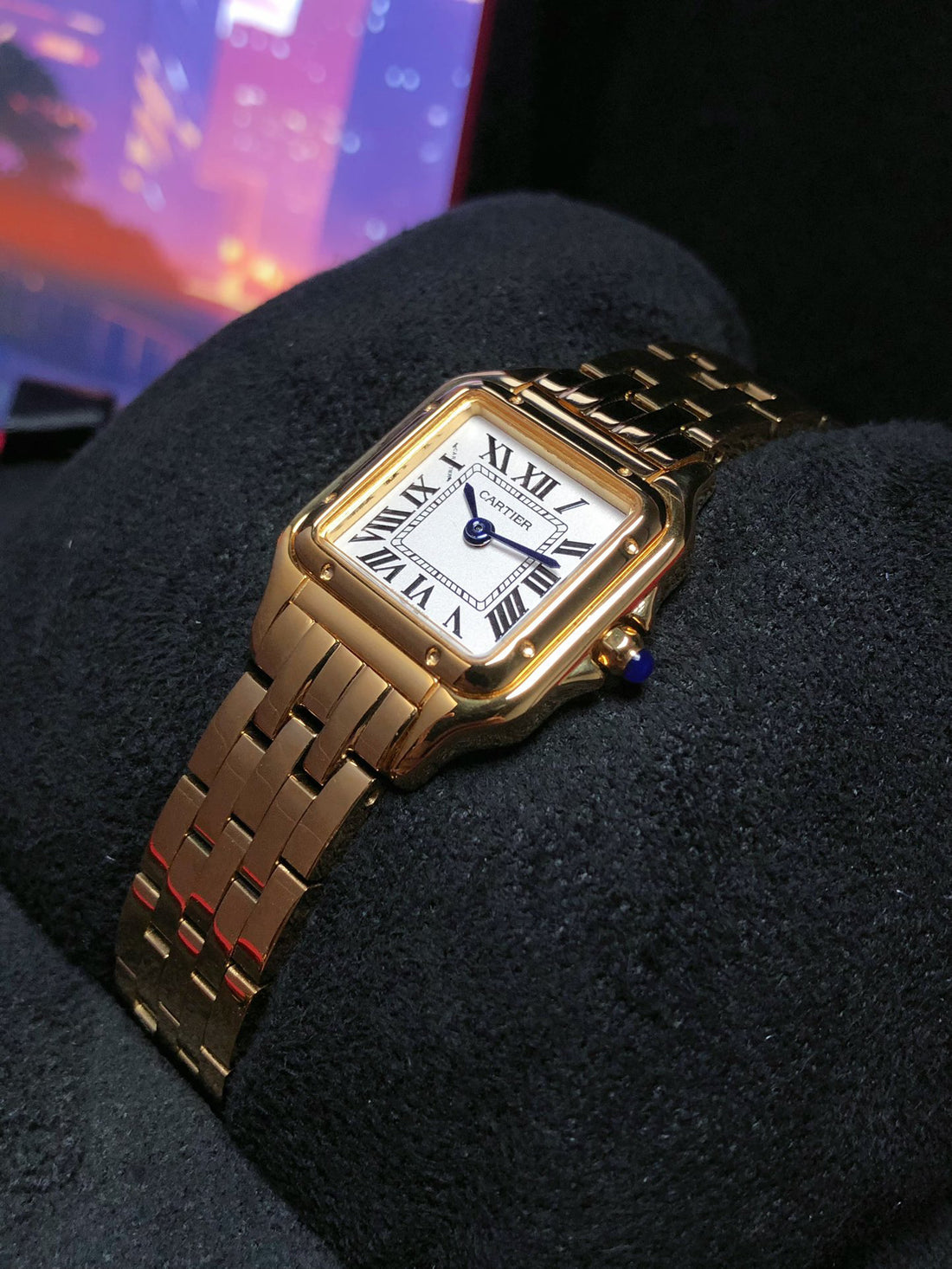 Square Link-Bracelet Watch, Yellow Gold Tone, Small Model