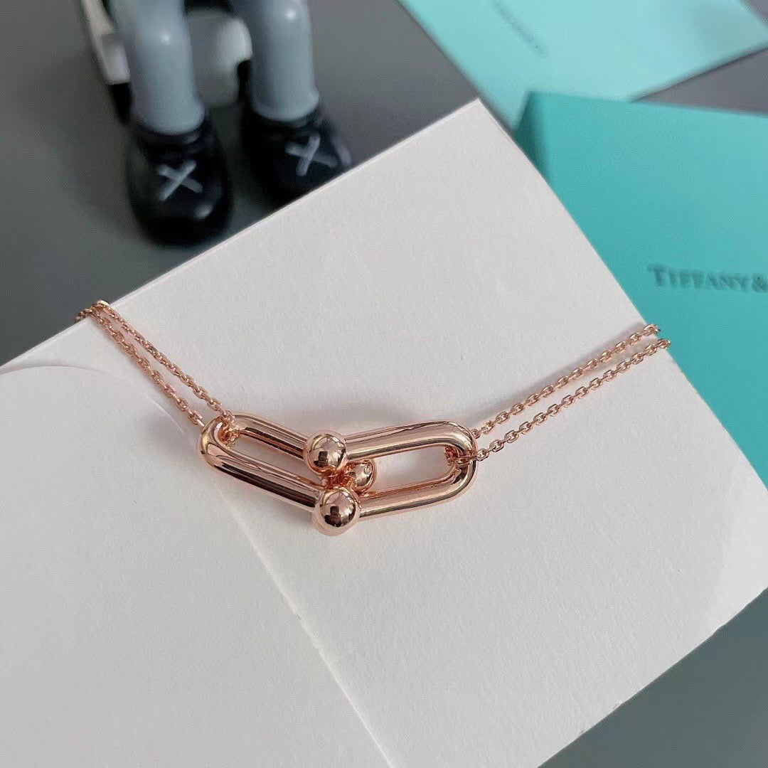 Link Pendant Necklace, Rose Gold Tone