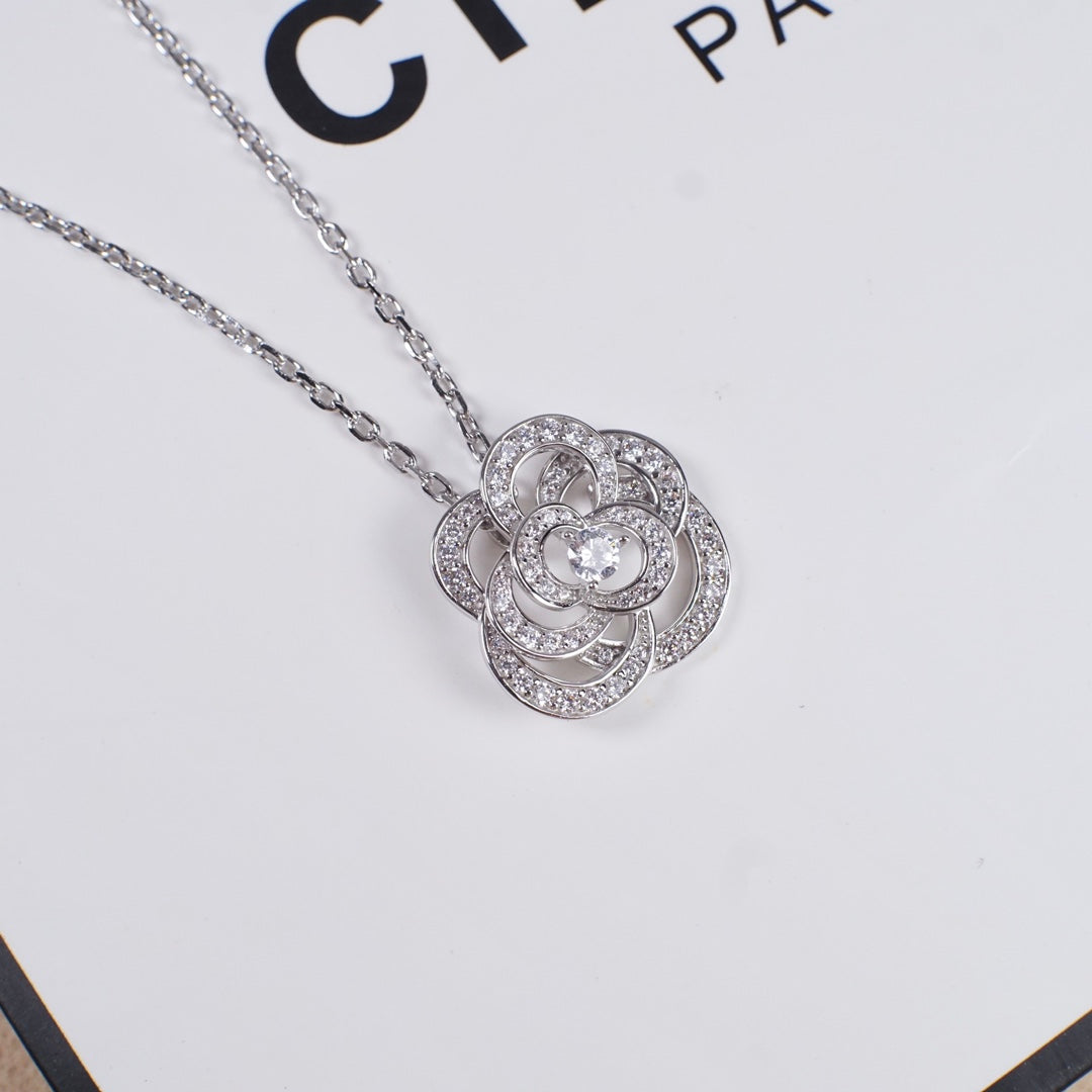 Chain Necklace, White Gold Tone