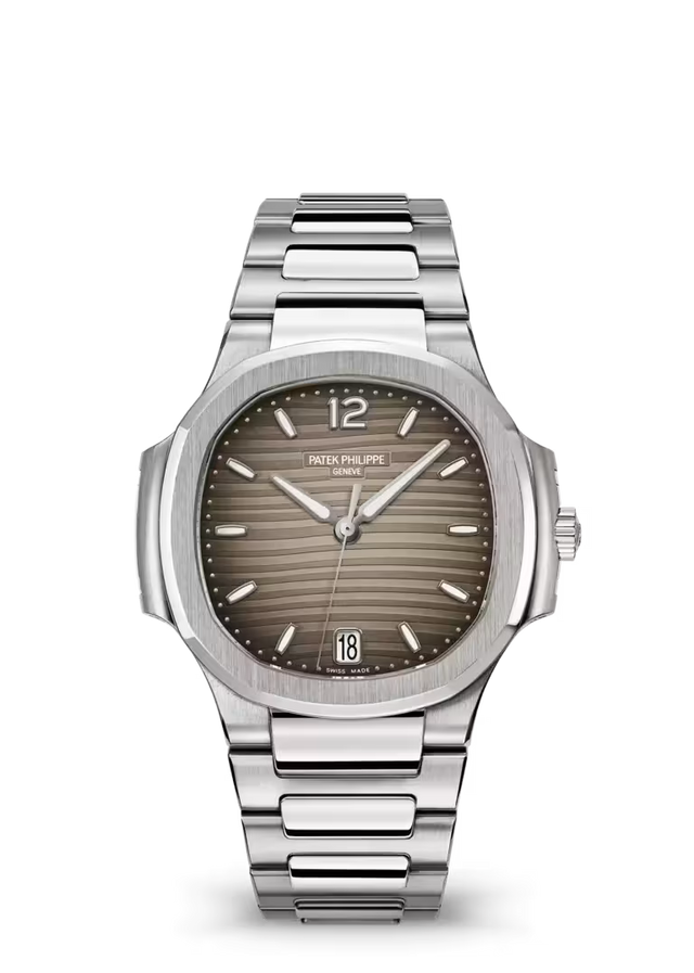 Porthole Case Watch, White Gold Tone, White