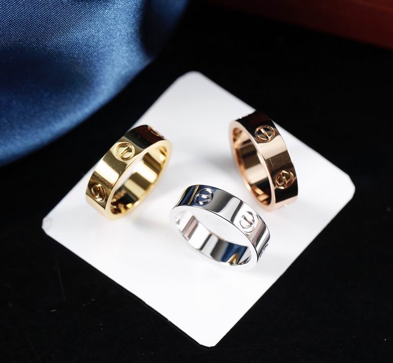 Screw-Motif Band Ring, Classic Model, White Gold Tone