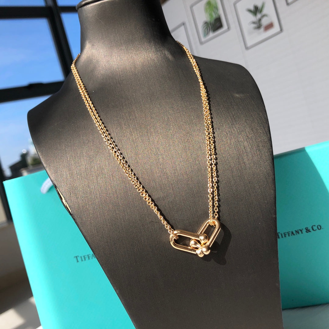 Link Pendant Necklace, Rose Gold Tone