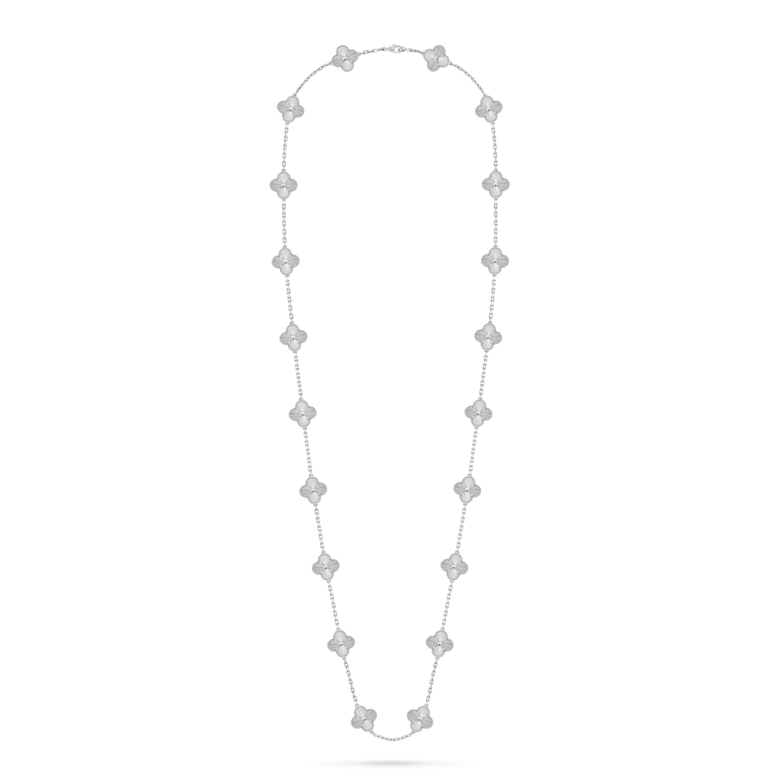 Quatrefoil Long Necklace, 20 Motifs, Rose Gold Tone, Malachite