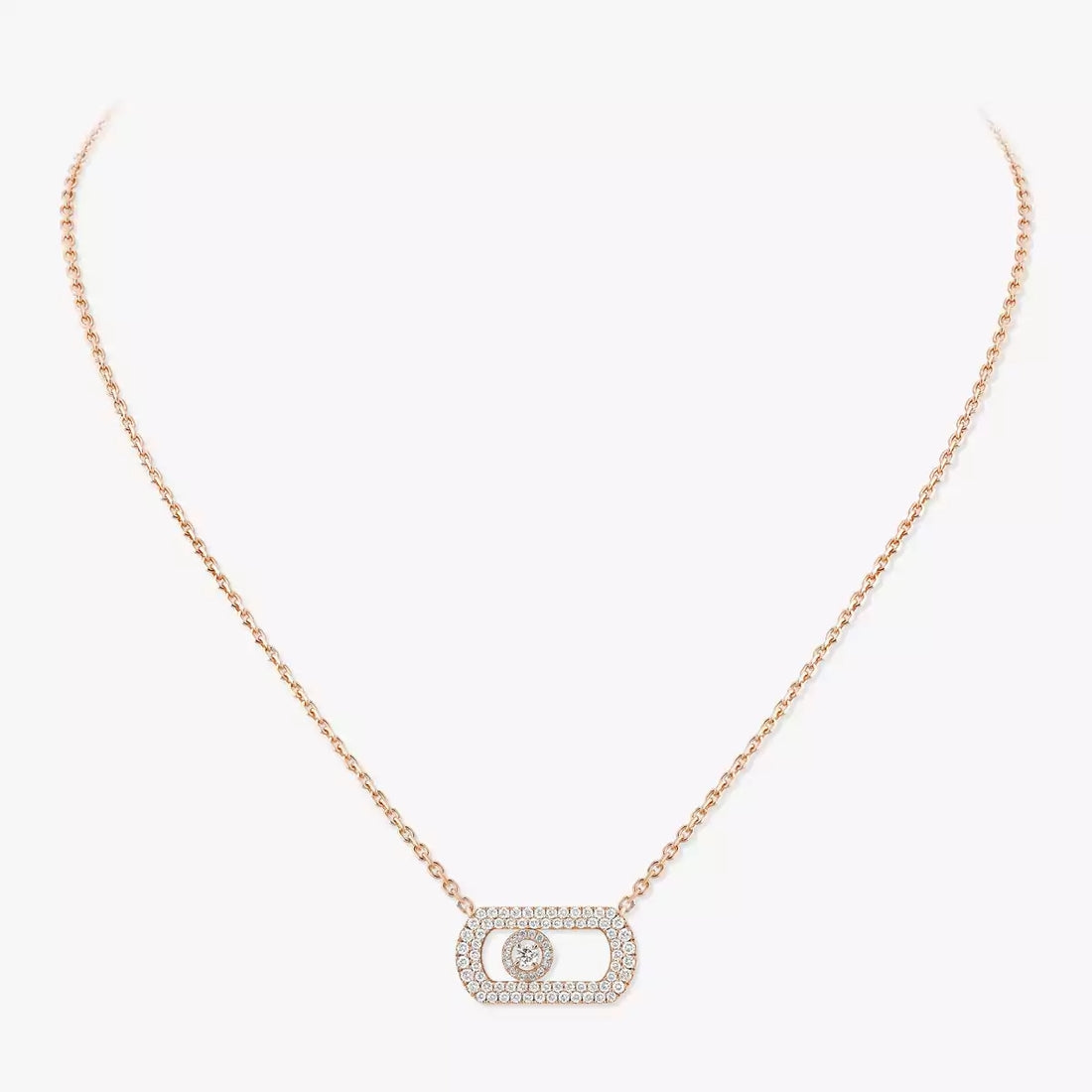 Chain Necklace, Rose Gold Tone, Stone-Set, Pink
