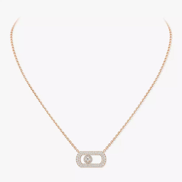 Chain Necklace, Rose Gold Tone, Stone-Set, Pink