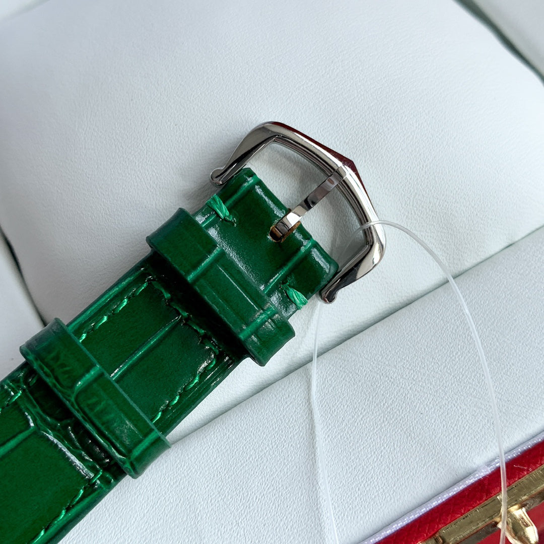 Rectangular Case Watch, White Gold Tone, White, Large Model