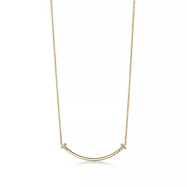 Smile Bar Pendant Necklace, Yellow Gold Tone