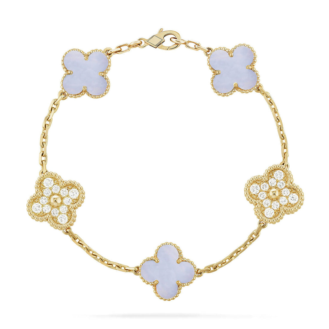 Quatrefoil 5 Motifs Bracelet, Purple Chalcedony