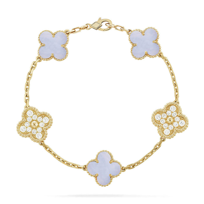 Quatrefoil 5 Motifs Bracelet, Purple Chalcedony
