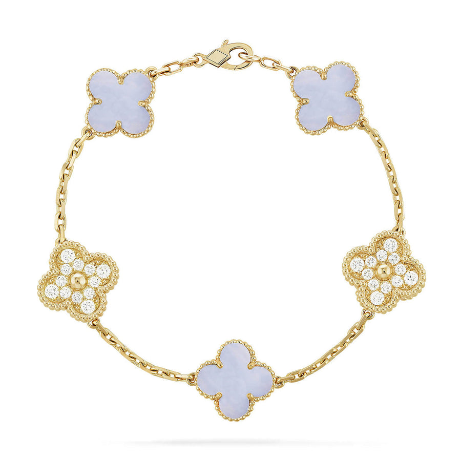 Quatrefoil 5 Motifs Bracelet, Purple Chalcedony