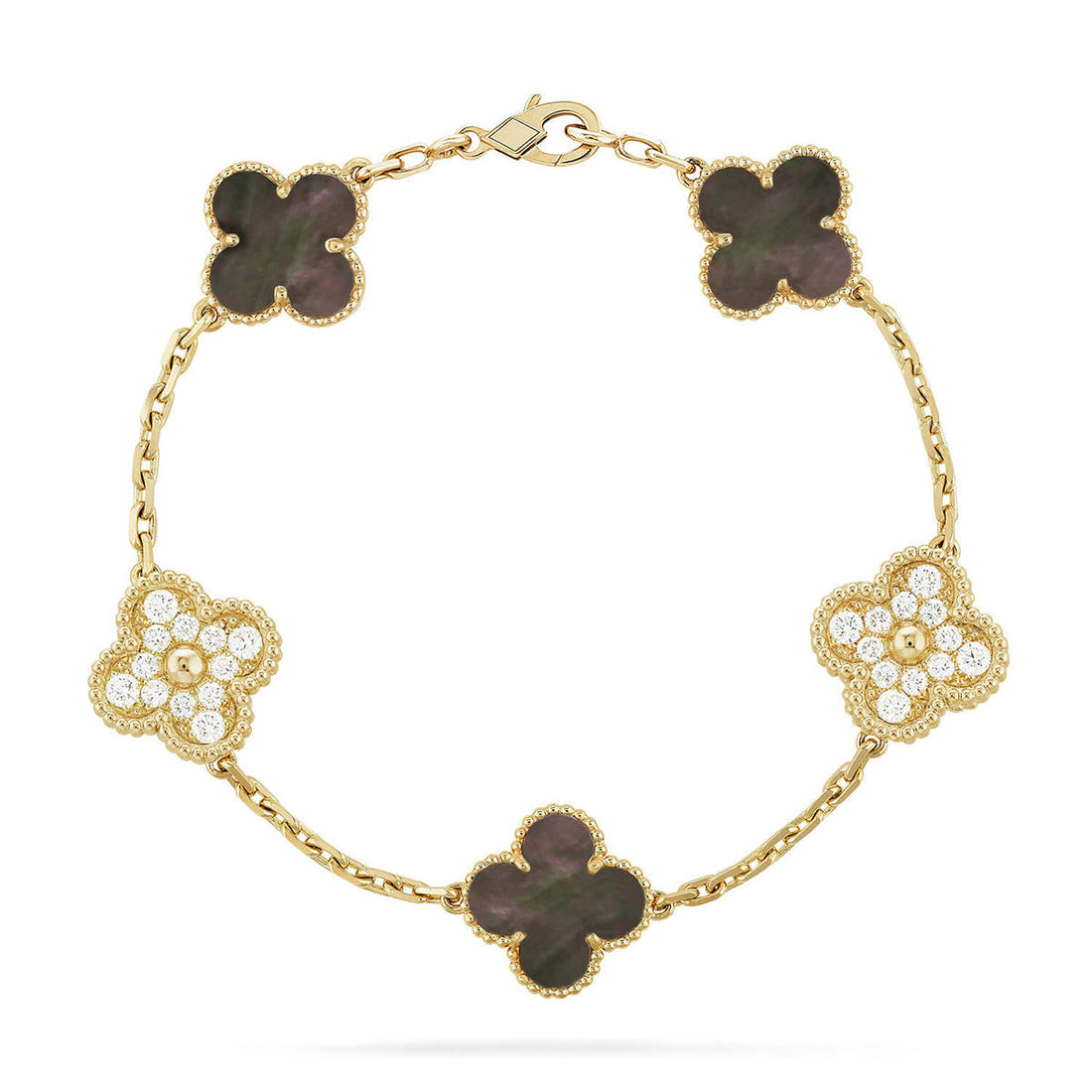 Quatrefoil 5 Motifs Bracelet, Gray Mother of Pearl