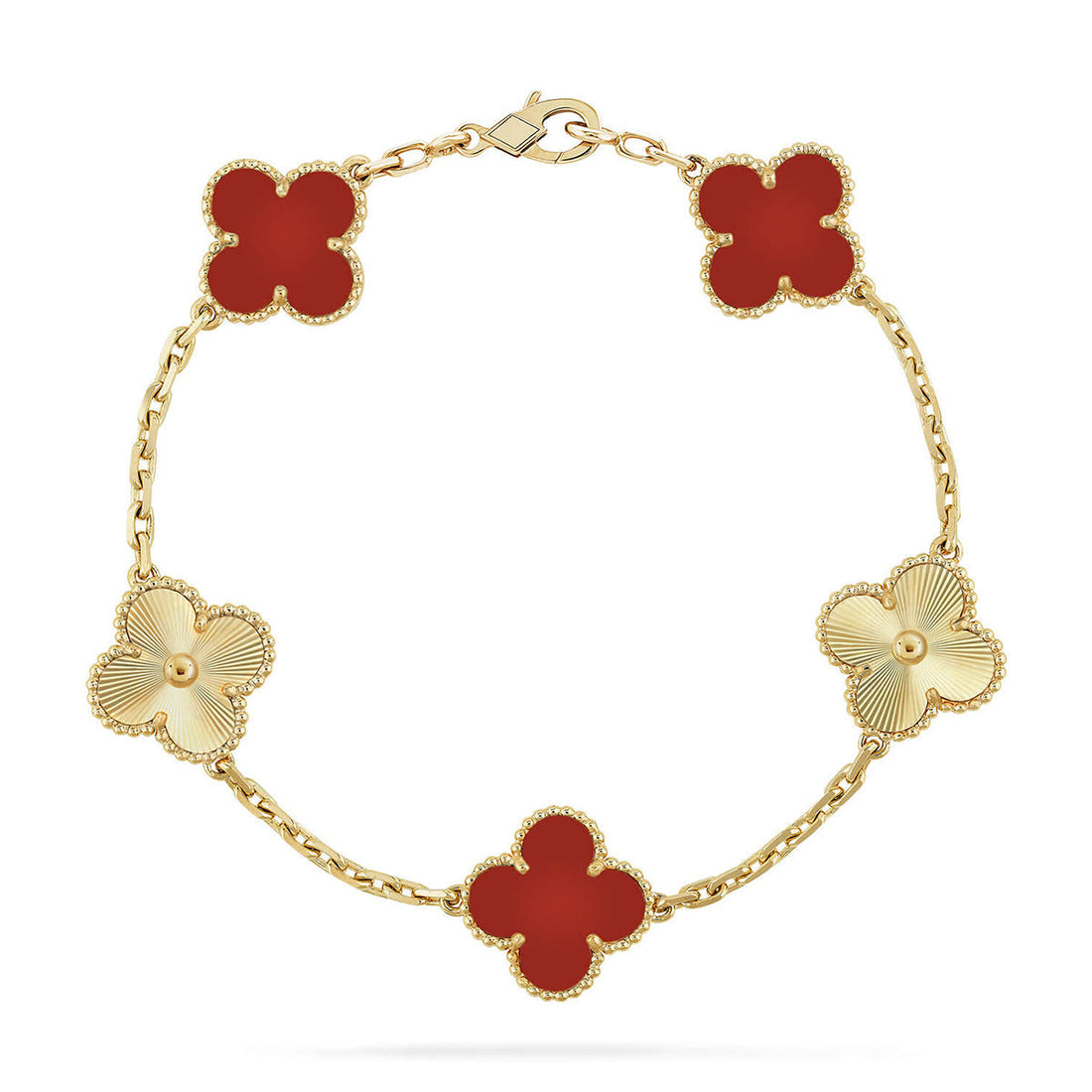 Quatrefoil 5 Motifs Bracelet, Red Carnelian
