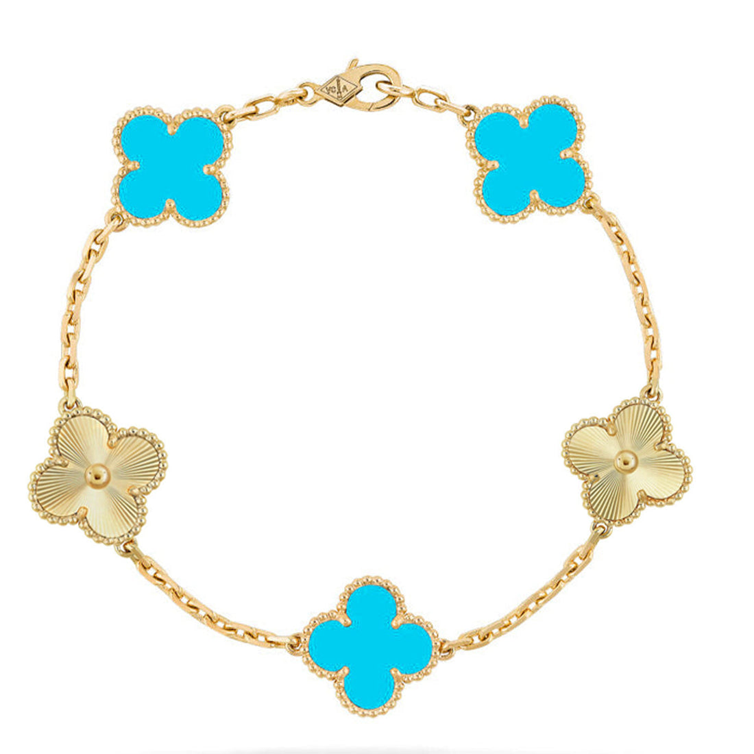 Quatrefoil 5 Motifs Bracelet, Turquoise