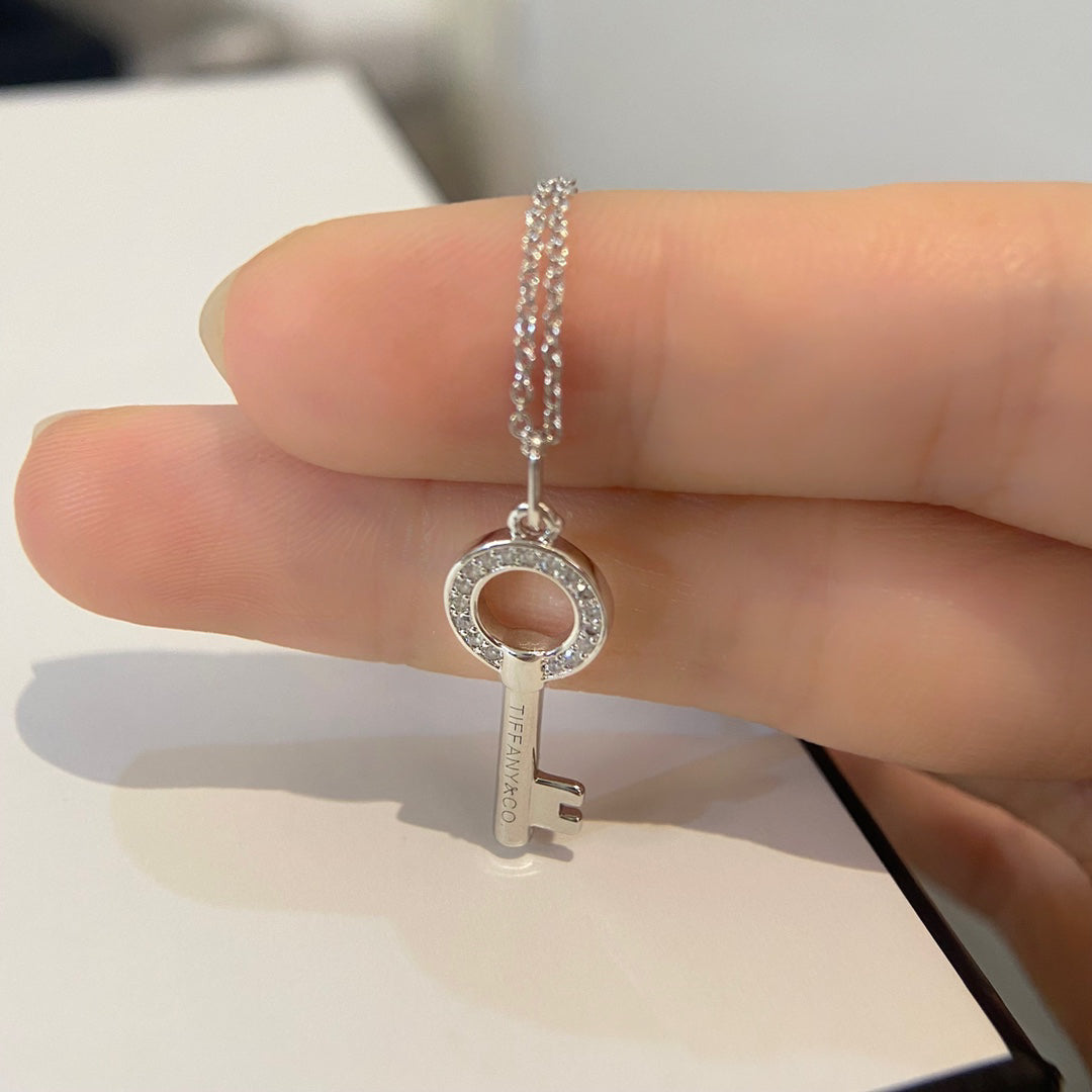 Key Pendant Necklace, Rose Gold Tone